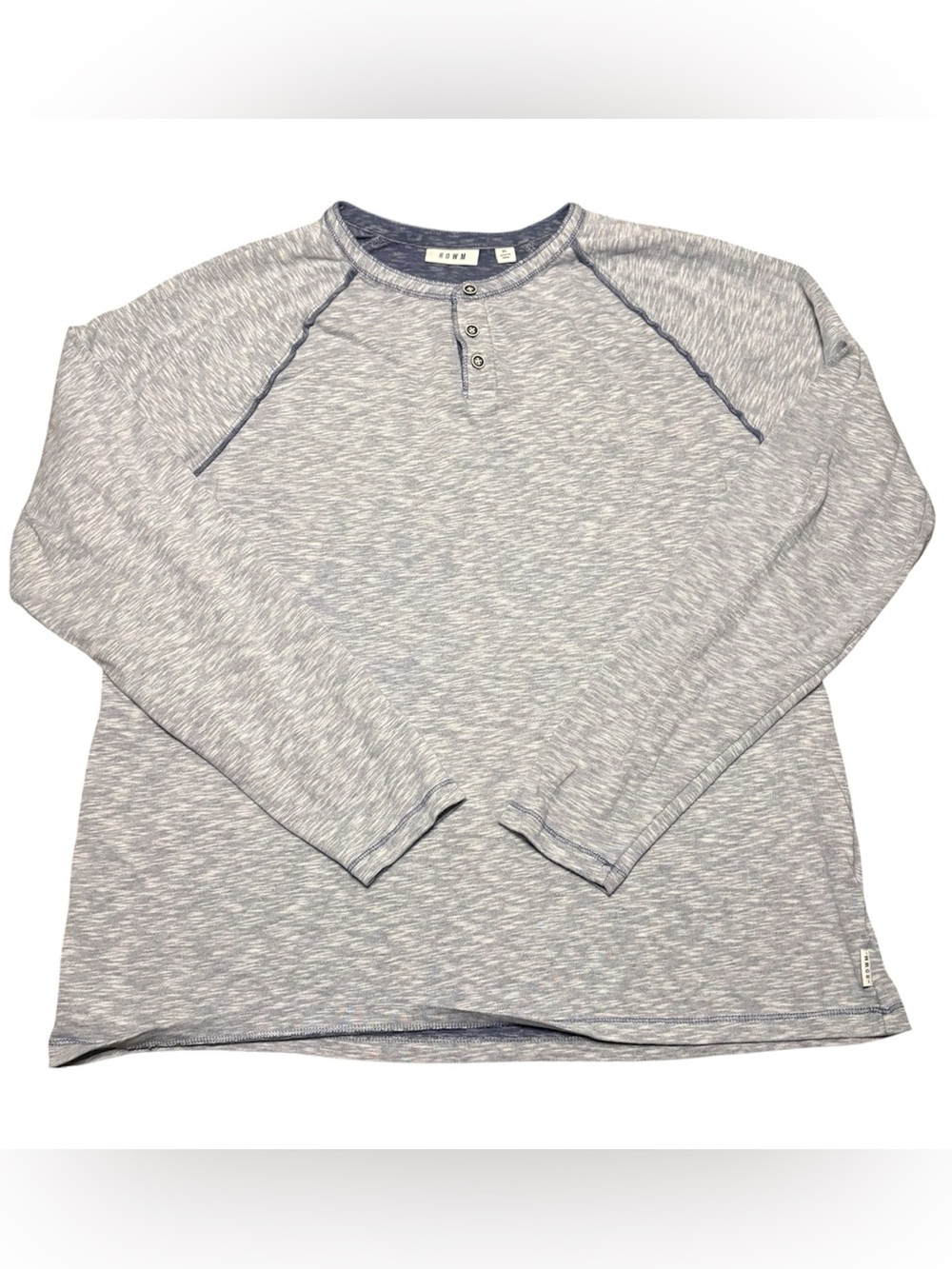ROWM Long Sleeve Henley Men's Button Shirt Sz XL Gray Blue